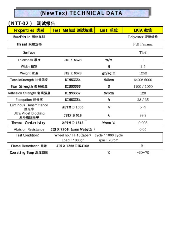 韩国泰克斯膜材NTT-02二氧化钛表处